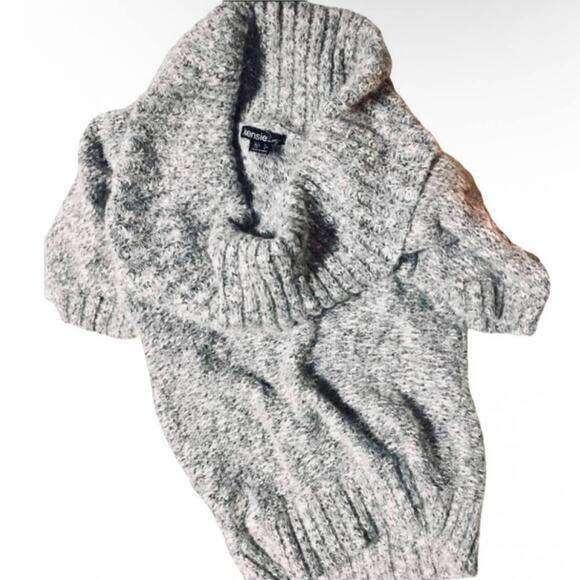 NEW NORDSTROM KENSI $118 Cowl Neck Grey White Chunky Knit Short Sleeve Sweater S - Picture 10 of 15